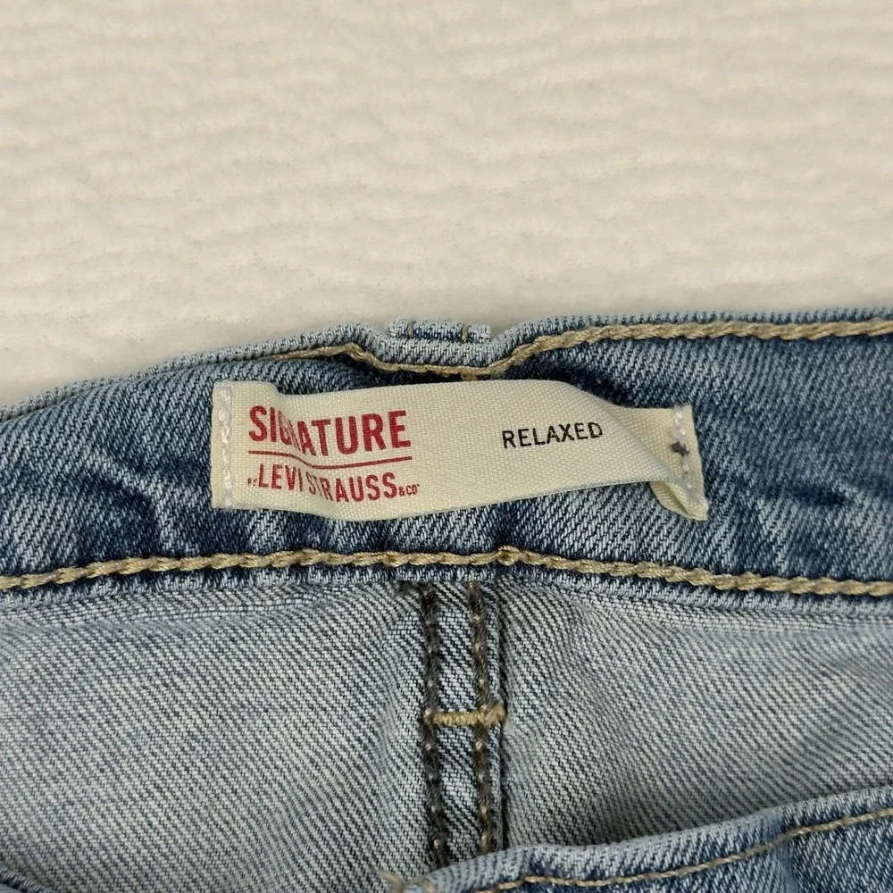 Signature by Levis Mens Jeans Relaxed Straight Size‎ 42x30 Light Wash Stretch